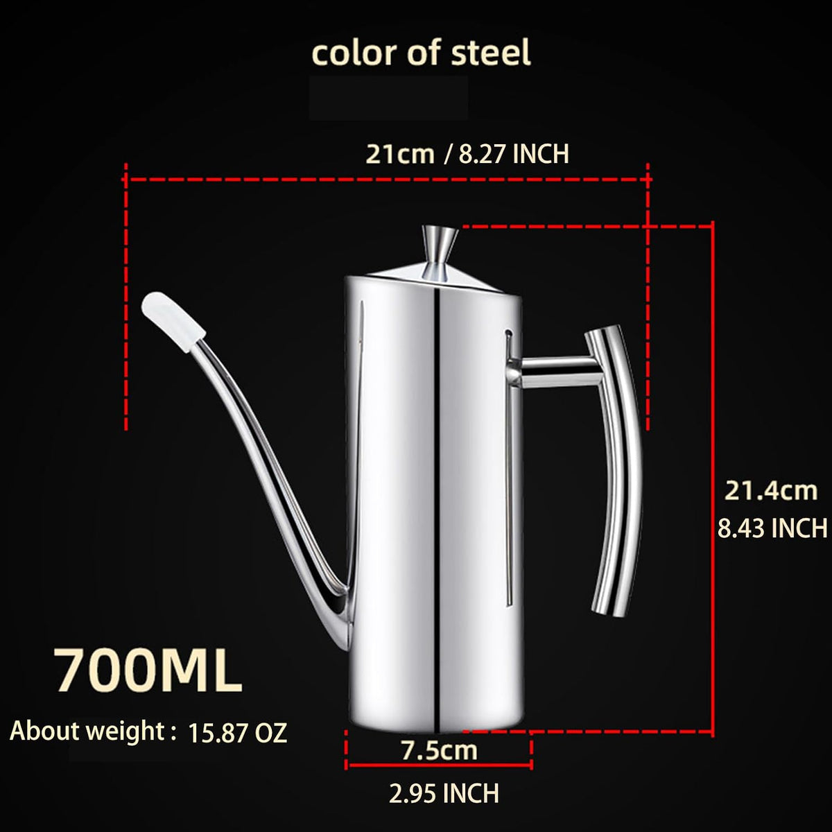 KSENDALO SUS304 24oz/700mL Stainless Steel Olive Oil Dispenser, Silver