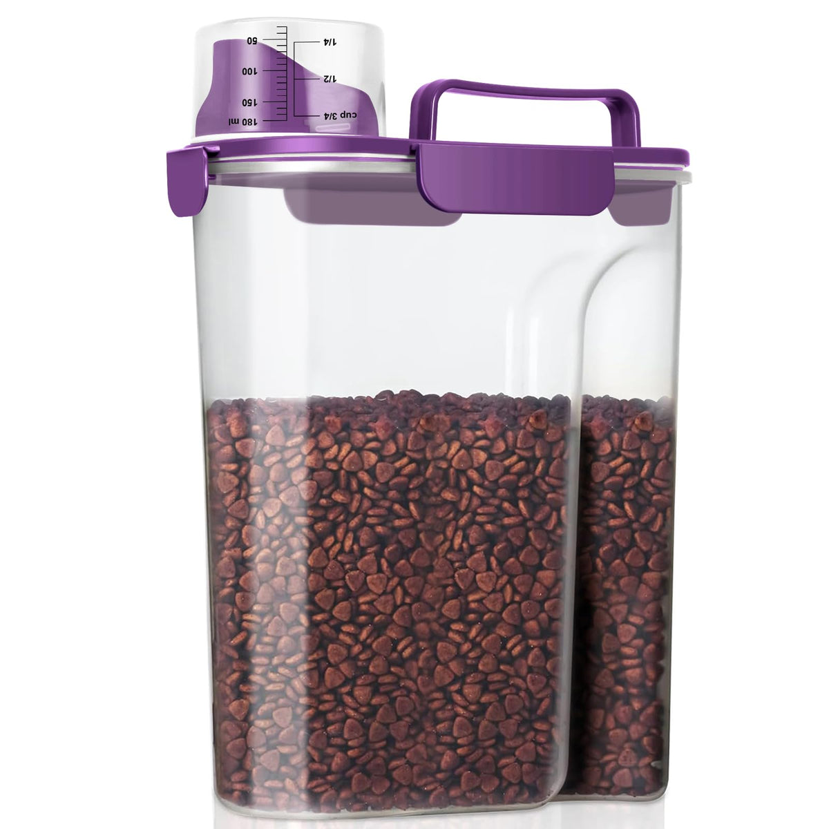 LEAWALK 5Lbs Airtight Cat Dog Food Storage Container with Upgraded Large Nozzle BPA-Free, Pet Food Storage Containers for Rice, Grain, Pet Food, Flour, Dog Treat Storage (Dark Gray, 5L-1pack)
