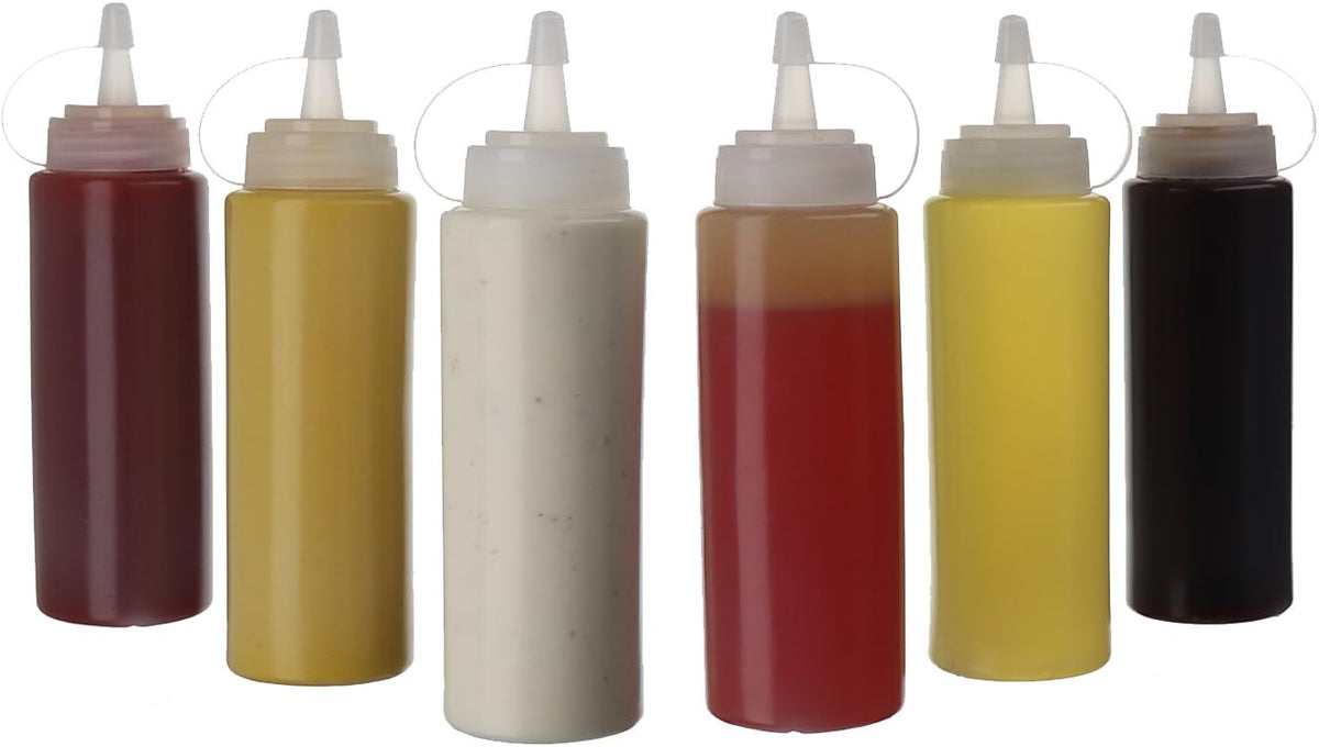 Oaklyn Squirt Bottles, BPA-Free Condiment Squeeze Bottles, 16oz, 6 Pack