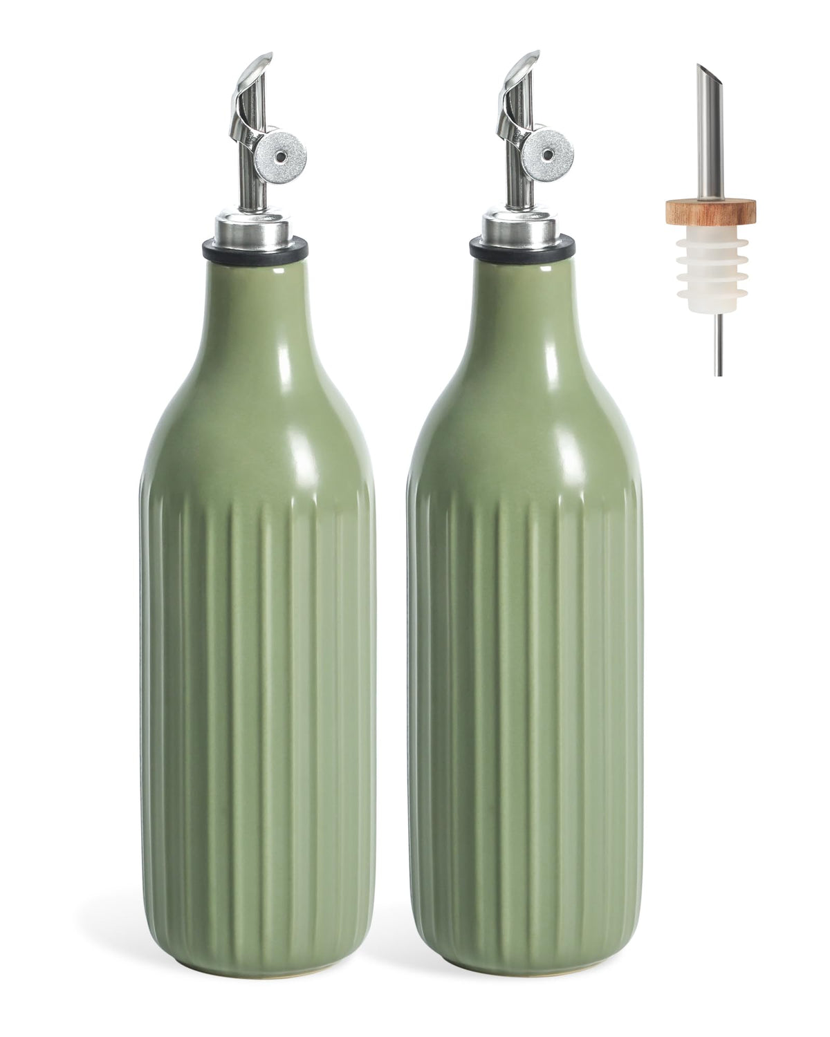 FUN ELEMENTS Olive Oil Dispenser Bottle, 19 oz Oil Dispenser for Kitchen and Vinegar Dispenser Bottle, Suitable for Vinegar, Coffee Syrups & Other Liquids, Off White