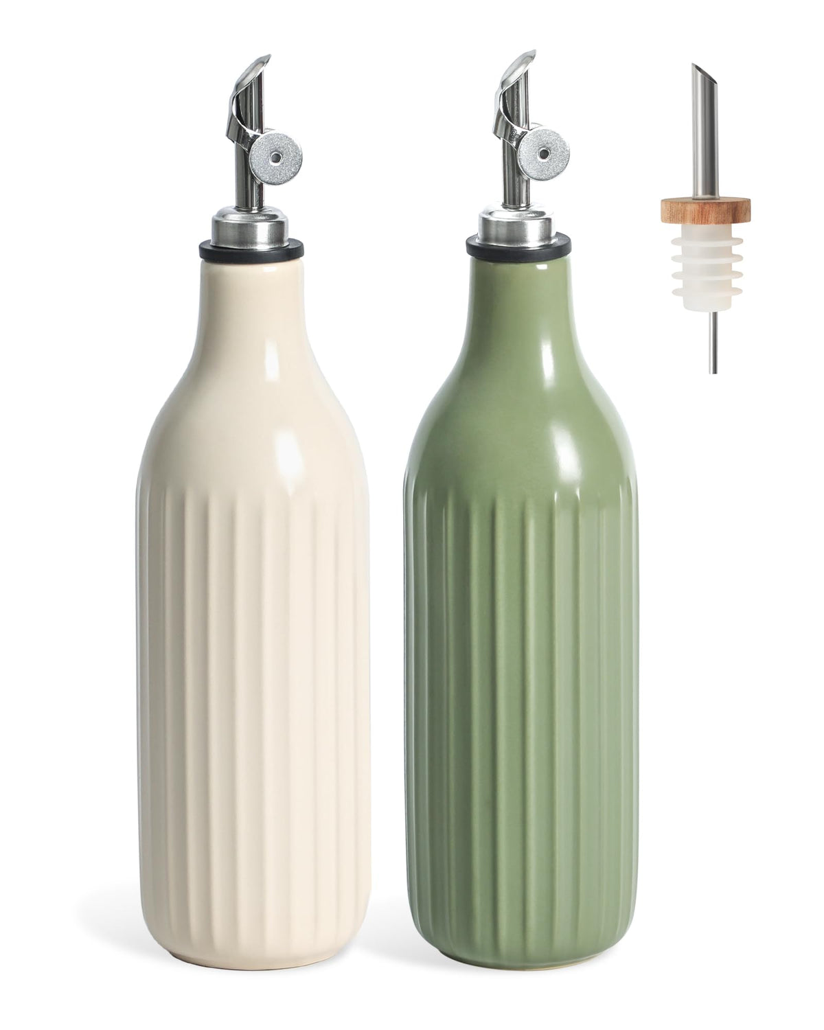 FUN ELEMENTS Olive Oil Dispenser Bottle, 19 oz Oil Dispenser for Kitchen and Vinegar Dispenser Bottle, Suitable for Vinegar, Coffee Syrups & Other Liquids, Off White