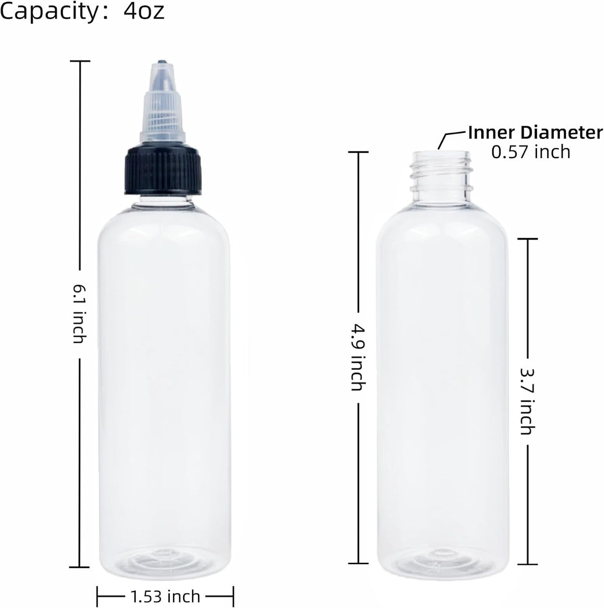 50pcs 4 oz Plastic Squeeze Bottles for Liquids,Hair Oil,Paint,Glue,Kitchen Sauce - Empty Clear Dispensing Dropper Bottle With Twist Top Caps,Applicator Bottle for Diy Art Crafts