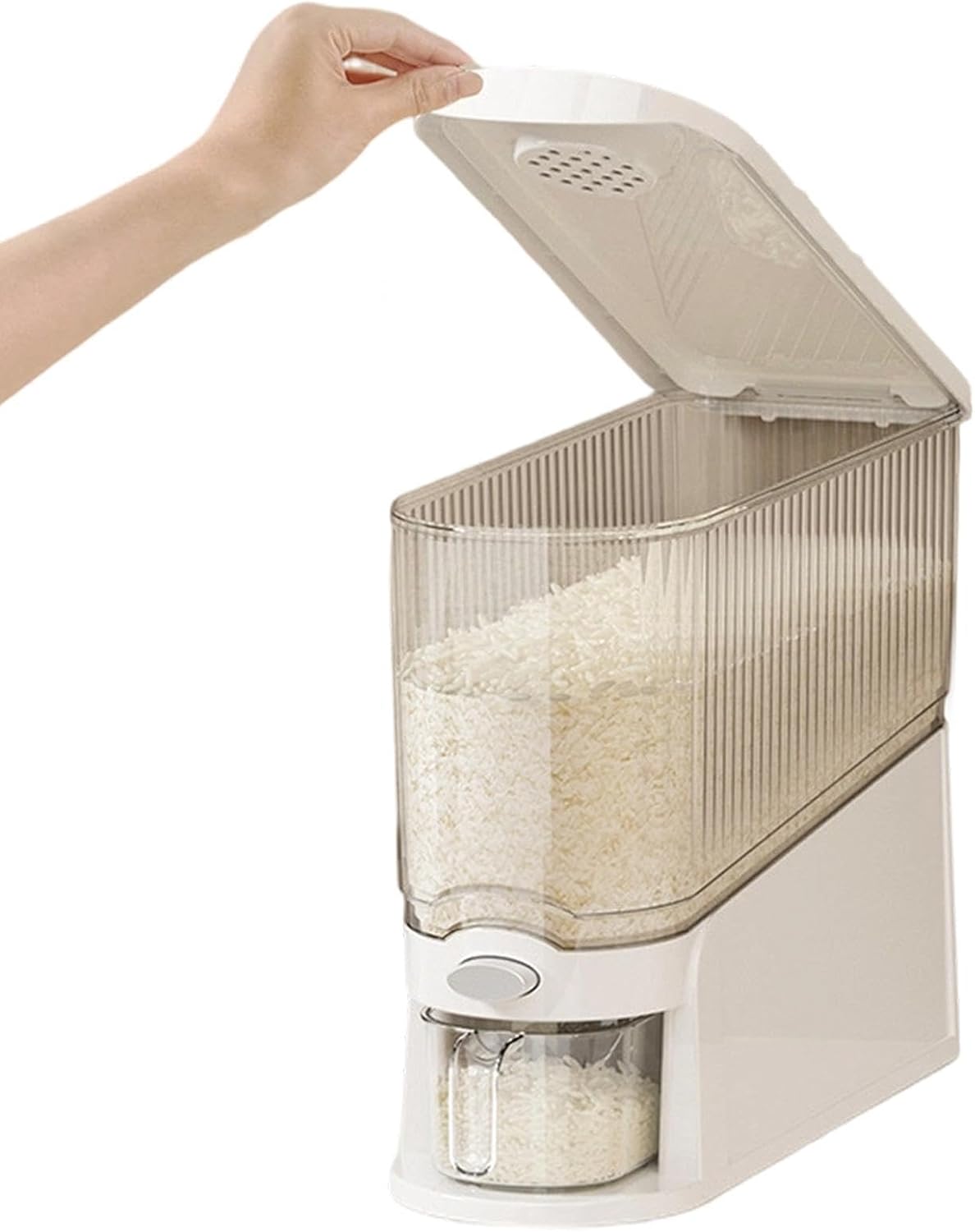 Rice Holder Dispenser, 13.23lbs Capacity Press-type Anti-Moisture Case