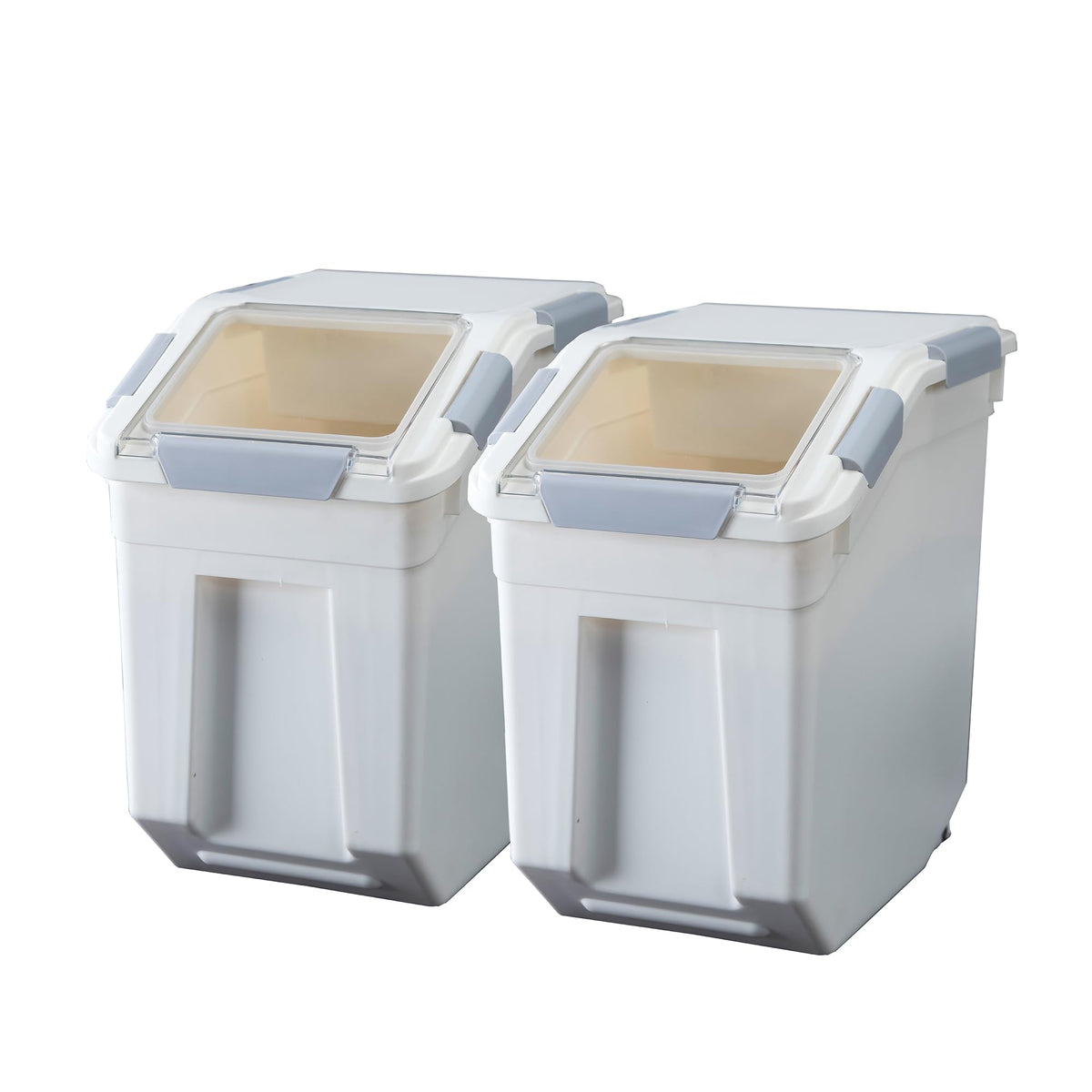 HANAMYA 15 Liter / 30 lbs Rice Storage Container with Measuring Cup, BPA free, For Rice | Grain | Pet Food | Flour, 2 count, White