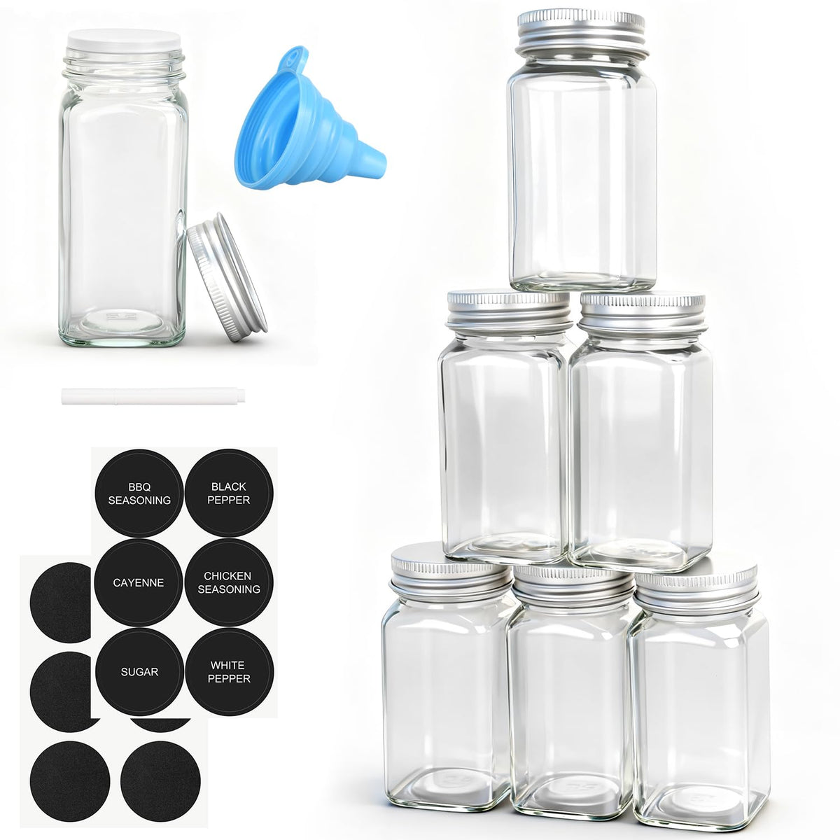 DkOvn 12/24/36 Pack Glass Spice Jars, 4oz Empty Spice Jars