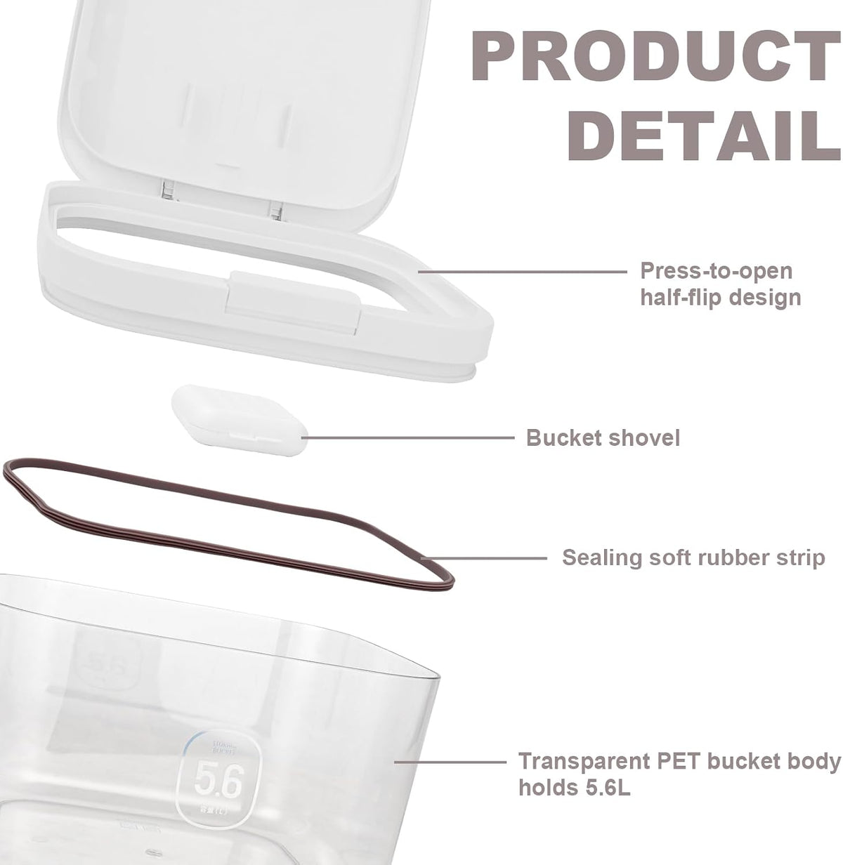 Airtight Rice Container with Measuring Cup (5.6 L / 5.92 QT)