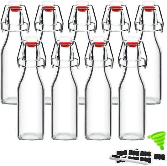 ZEBEIYU Swing Top Glass Bottles 8 oz with Airtight Lids for Home Brewing