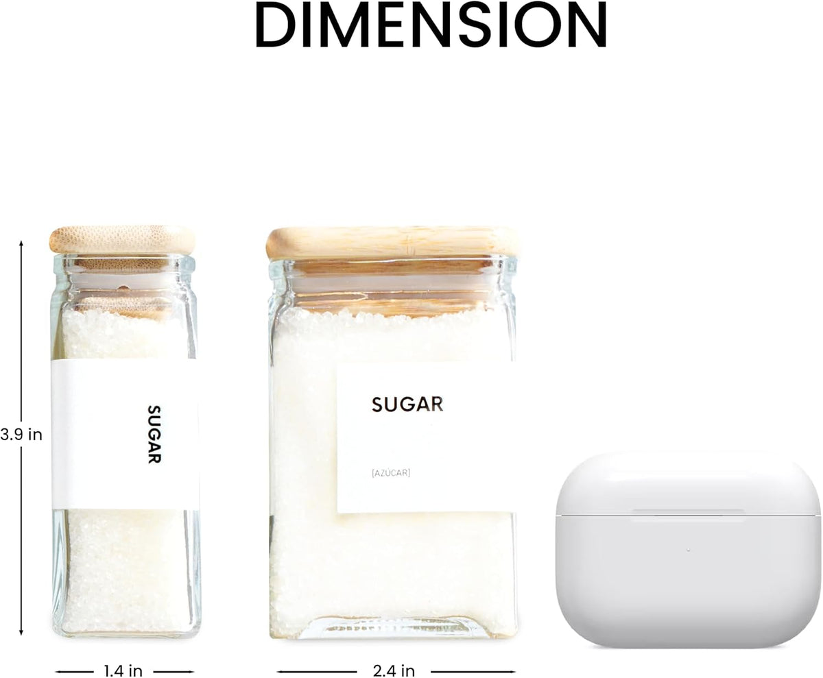 APT 1101 Glass Storage Jars with Bamboo Lid, glass canisters with airtight lids, Clear jars with lids for Spice, Cookie, Candy, Tea, Coffee Bean and Rice (White, 4oz, set of 12)
