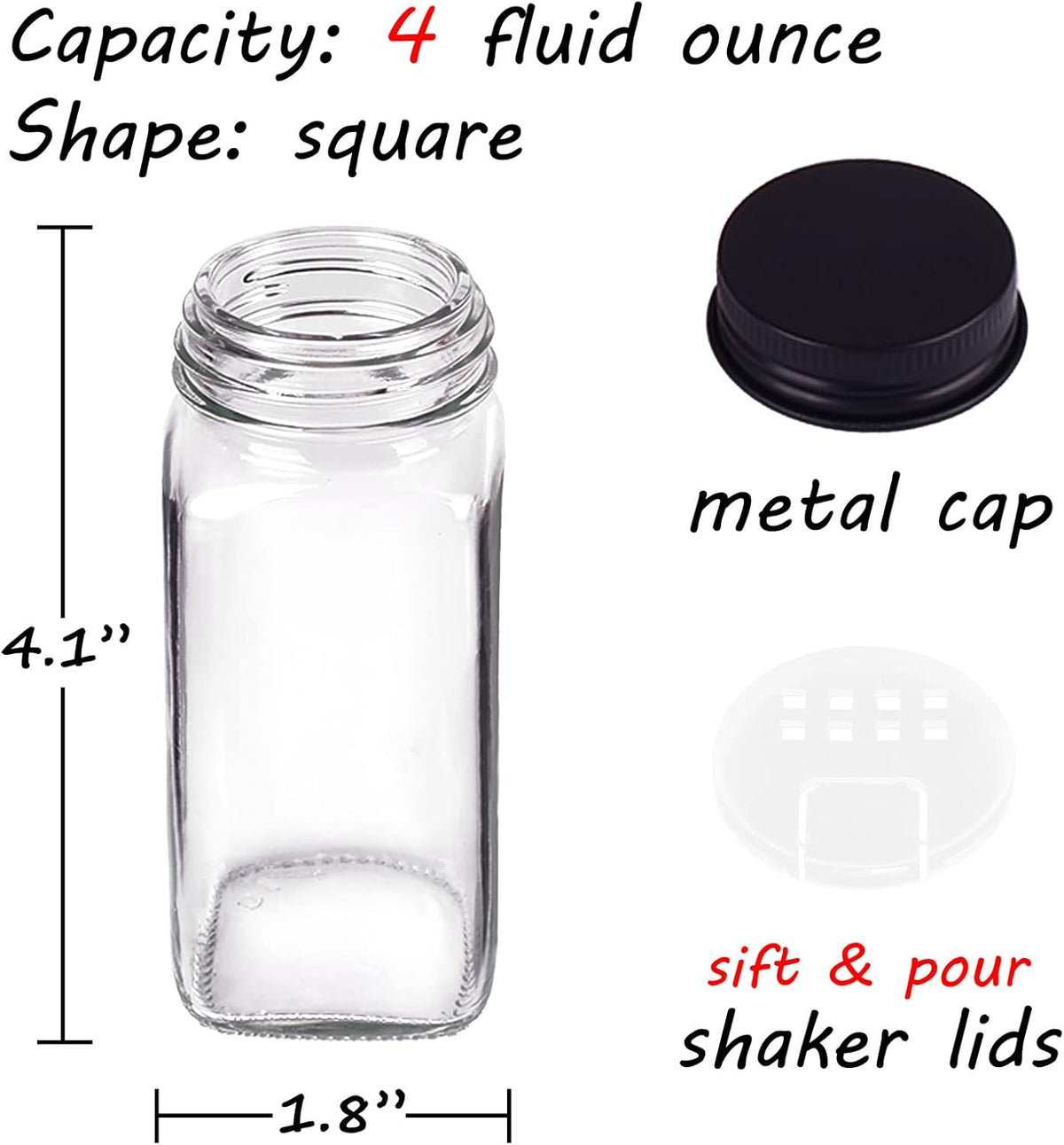 Churboro 25 Pack Glass Spice Jars with Labels, 4oz Spice Containers