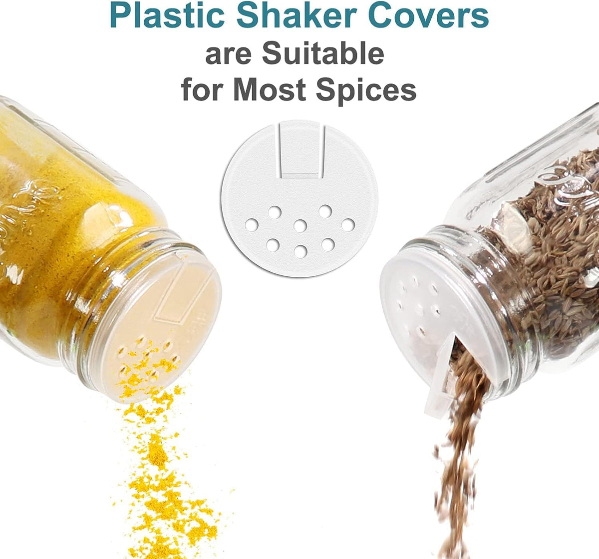 CycleMore 30 Pack 4oz Round Glass Spice Jars with Shaker Lids & Metal Caps