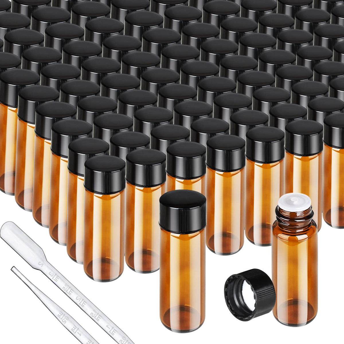 Teenitor 100pcs Essential Oil Bottles, 5ml Essential Oil Bottles Empty Glass Anointing Bottles, Small 5ml Oil Vial, Sample Bottles