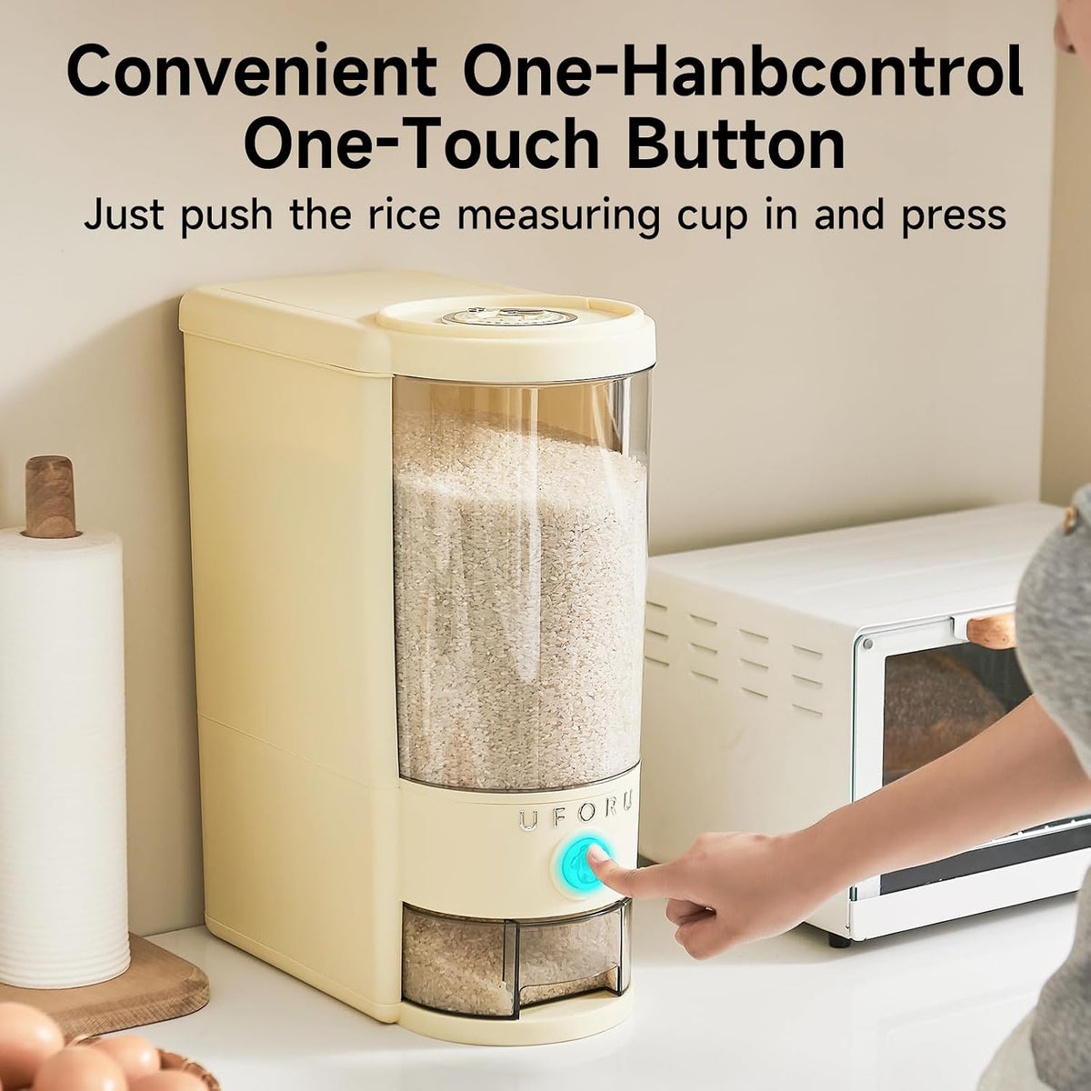 UFORU Rice Dispenser,23 LB Airtight Rice Storage Container with Date Dial