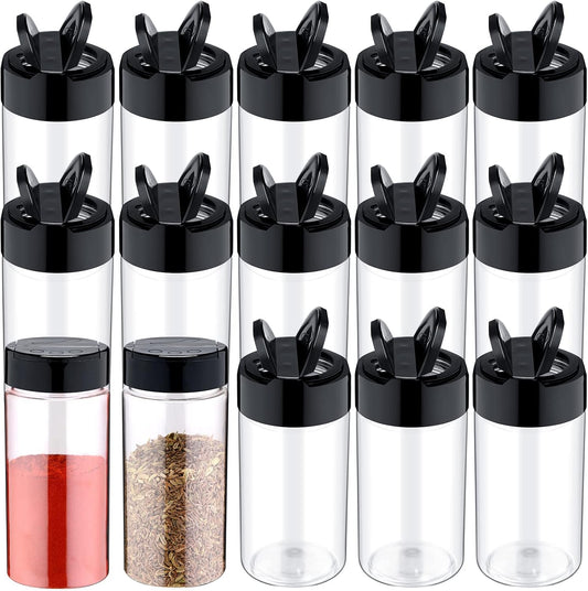 Mimorou 8.7 oz 30 Pack Plastic Spice Jars with Shaker Lids Clear Seasoning Containers Spice Bottles for Kitchen Storing Herbs Seasoning Powders (Cylinder)