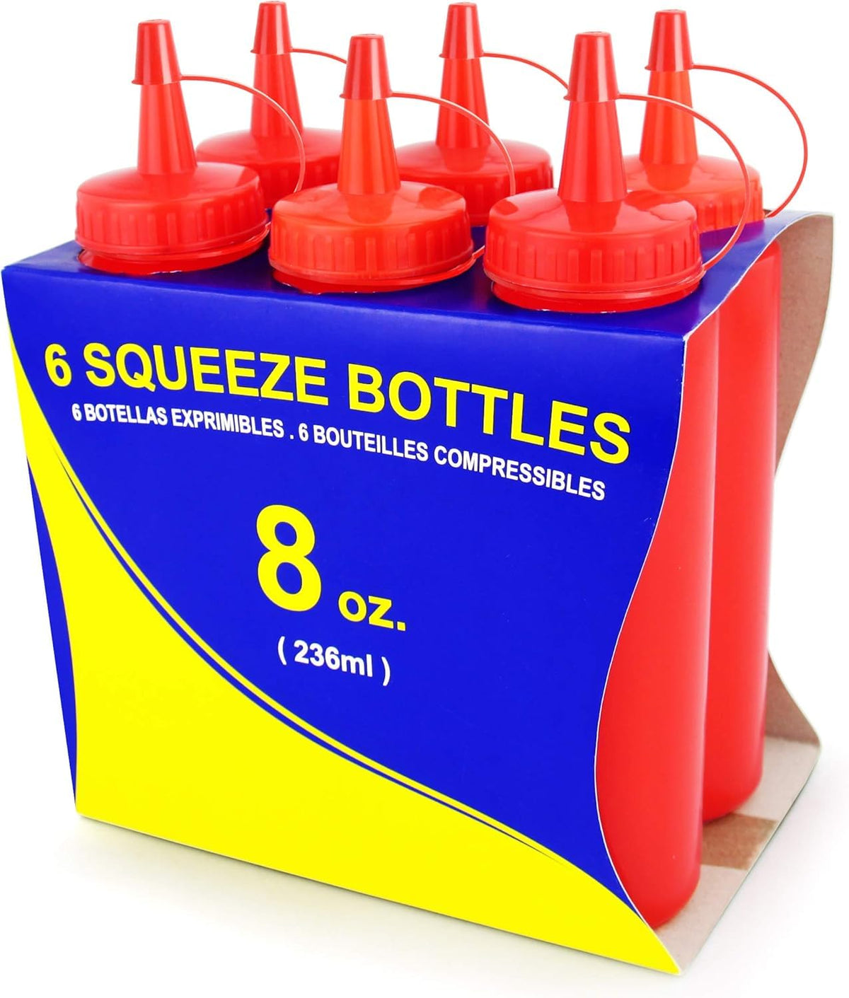 New Star Plastic Squeeze Bottle, 12-Ounce, Set of 6, Clear
