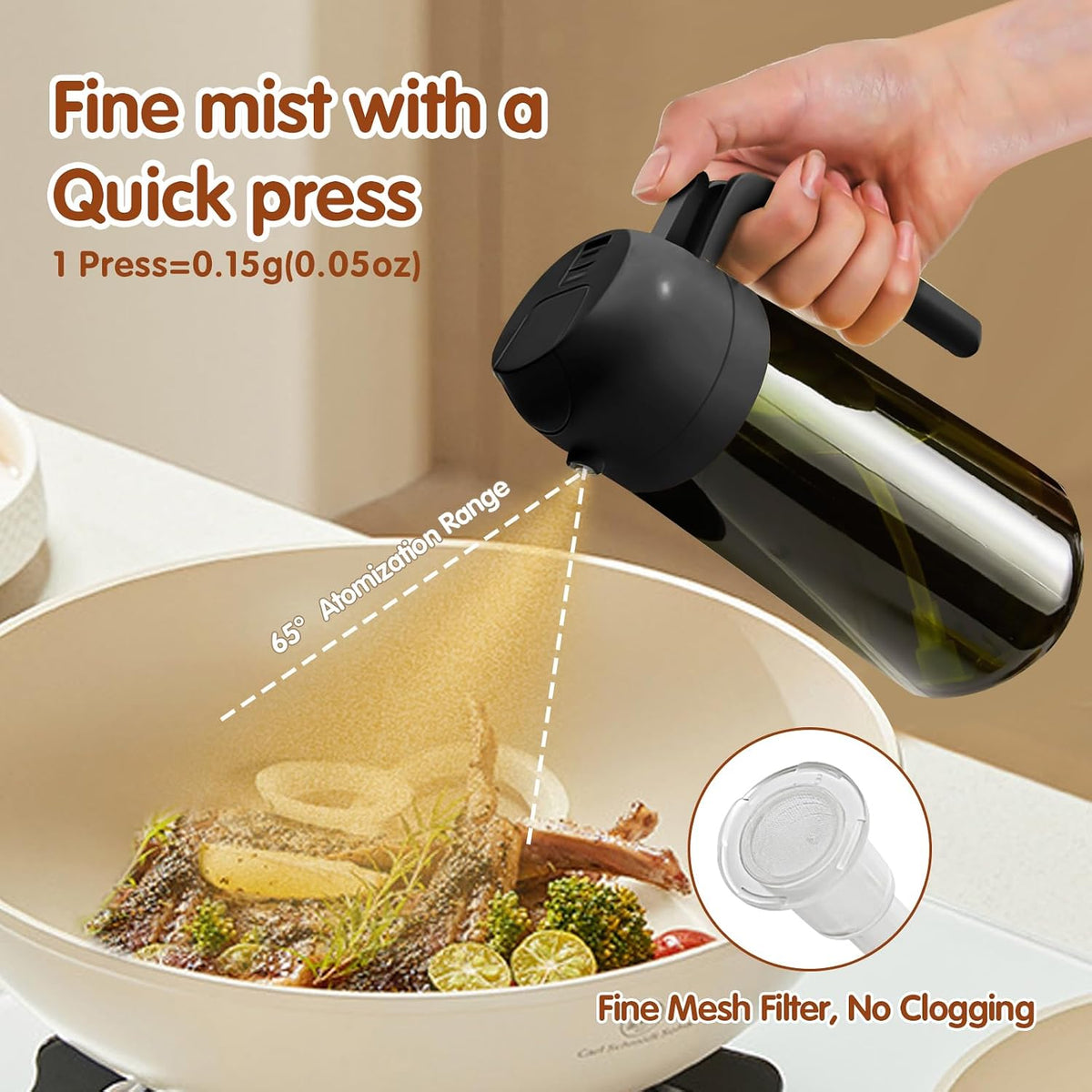 YARRAMATE 16 oz 2-in-1 Dark Glass Olive Oil Sprayer & Dispenser, BlackGreen