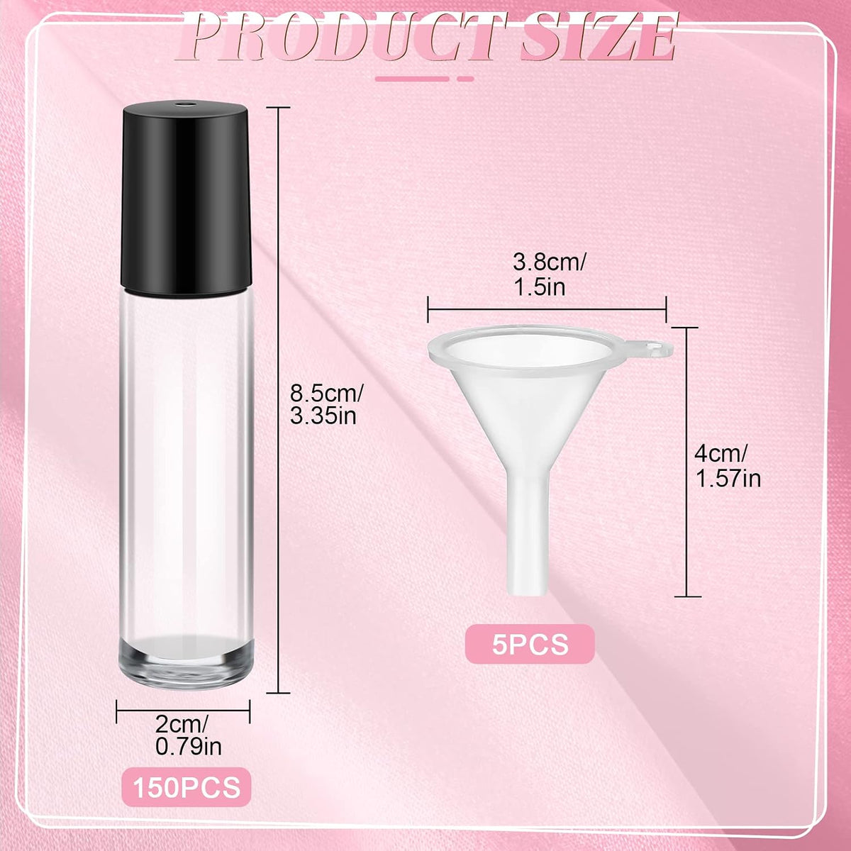 Sumind 150 Pcs Glass Essential Oil Roller Bottles 10 ml, Clear