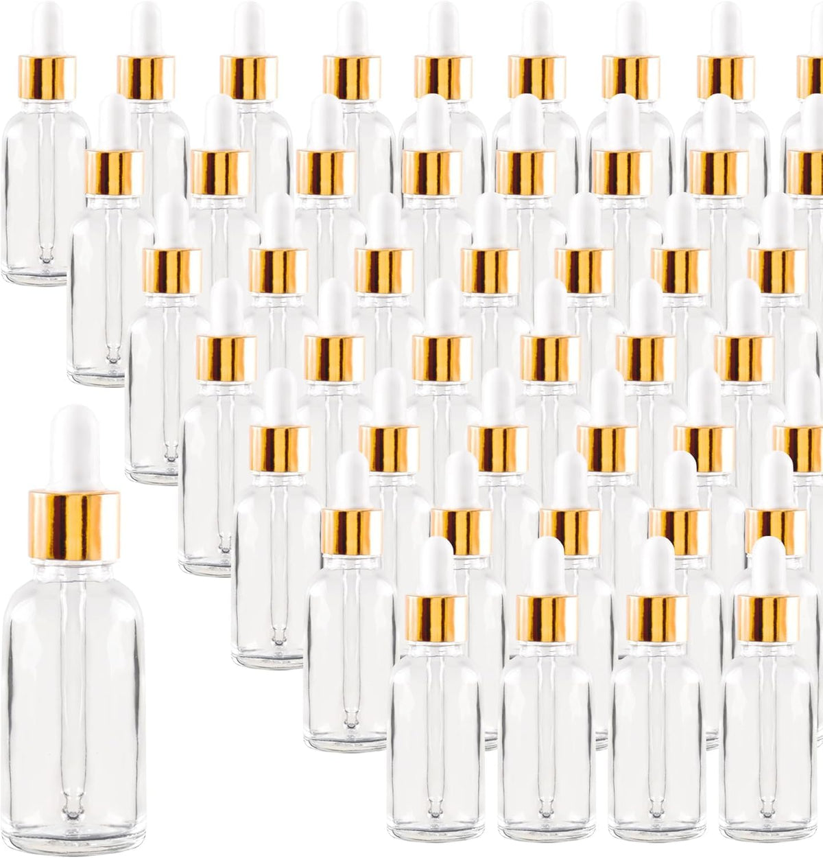 24 Pack 4oz Clear Glass Dropper Bottles, Eye Dropper Bottles with Glass Droppers for Essential Oils, Perfumes(4oz, Gold)