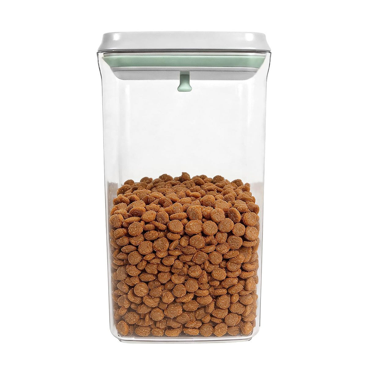 LEAWALK 3-5Lbs/3Qt Dog Cat Food Storage Container With Foldable Bowl., Plastic Pet Food Dispenser for Small Animal Kibble/Pet Food/Bird Seed/Oatmeal/Rice/Flour/Brown Sugart/Cereals (Clear Grey)