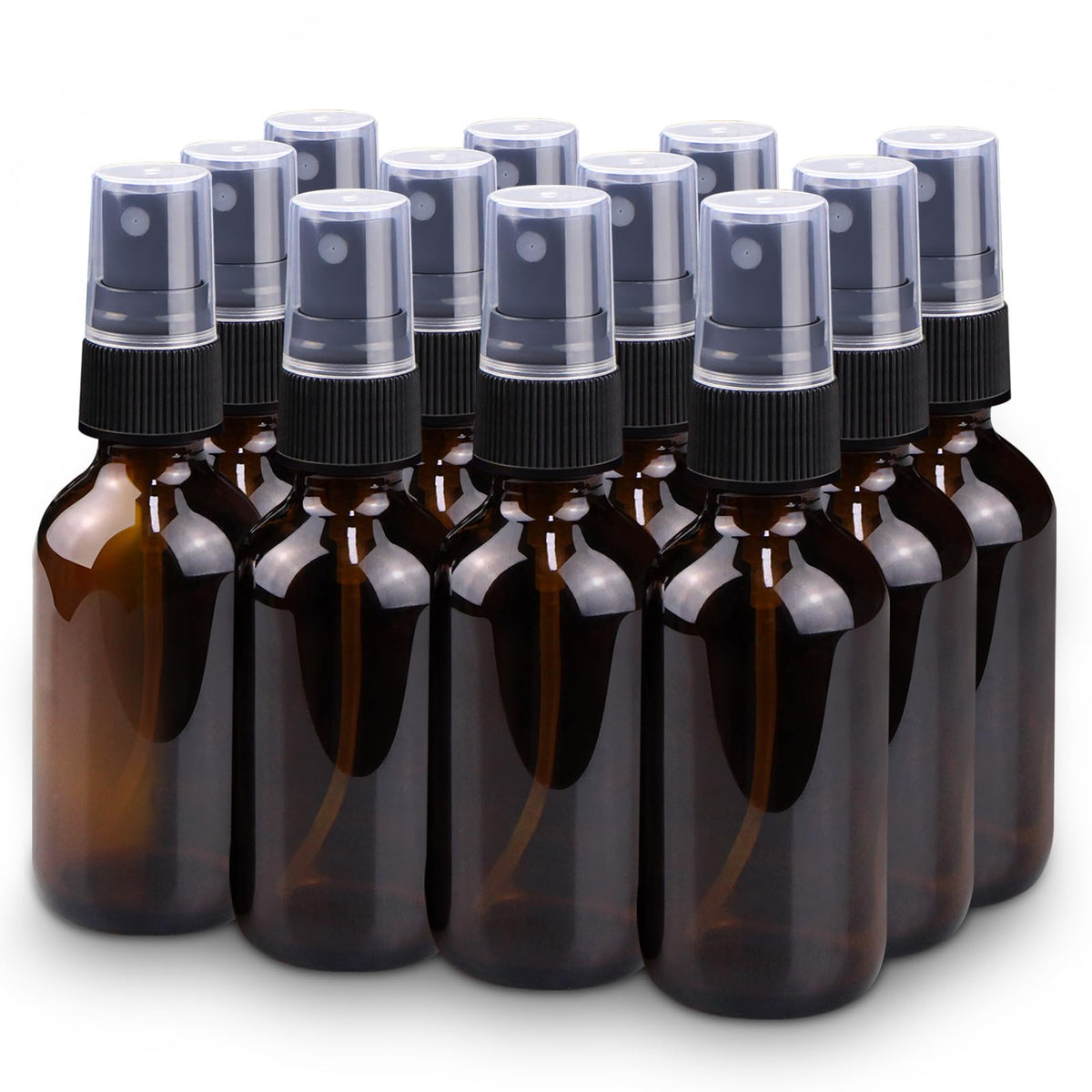 Wedama Spray Bottle, 2 oz Fine Mist Glass Spray Bottles, Little Refillable Liquid Containers for Watering Flowers Cleaning (16 Pack, Amber)