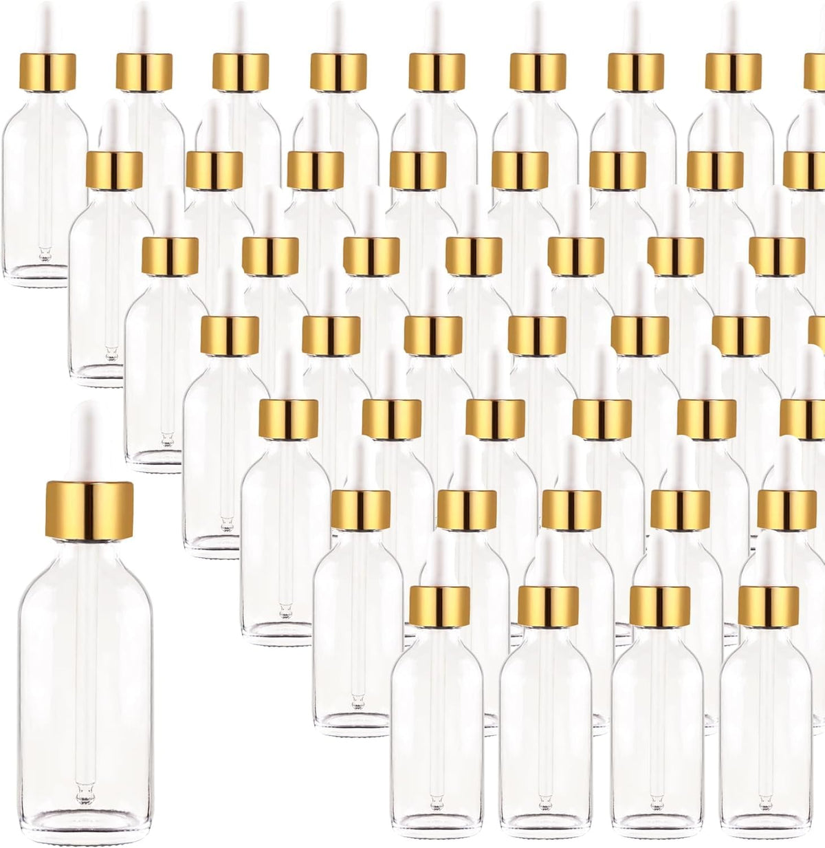24 Pack 4oz Clear Glass Dropper Bottles, Eye Dropper Bottles with Glass Droppers for Essential Oils, Perfumes(4oz, Gold)