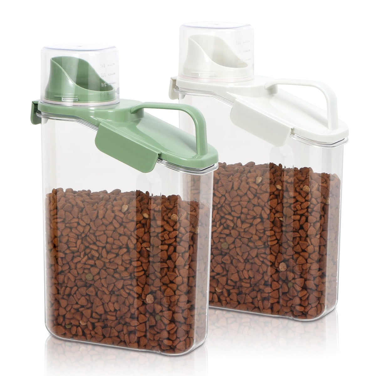 TBMax Rice Container Cereal Storage Container 2 Pack 5 Lbs, Kitchen Pantry Dry Food Storage Holder with Easy-Pouring Spout & Handy Cup, Small Pet Dog Cat Food Dispenser for Daily Feeding -Grey