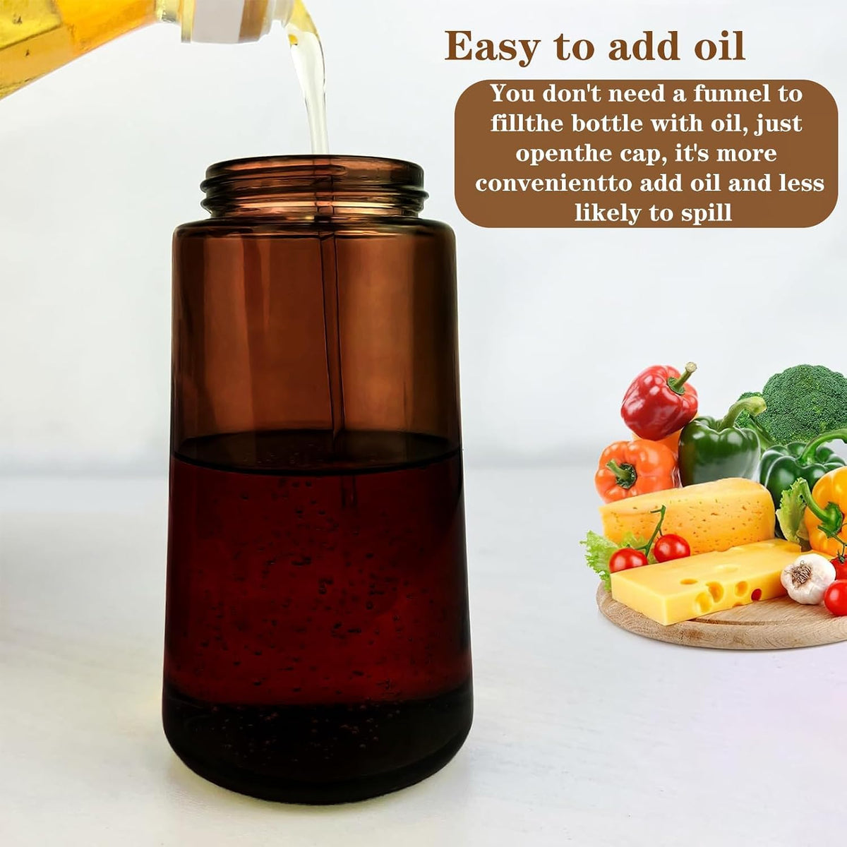 Oliver Oil Sprayer Dispenser for Cooking Bottle 16oz Dark Glass 2pcs Black