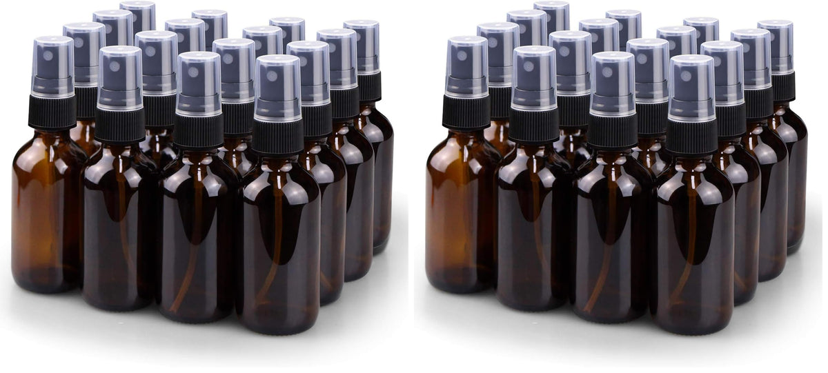 Wedama Spray Bottle, 2 oz Fine Mist Glass Spray Bottles, Little Refillable Liquid Containers for Watering Flowers Cleaning (16 Pack, Amber)
