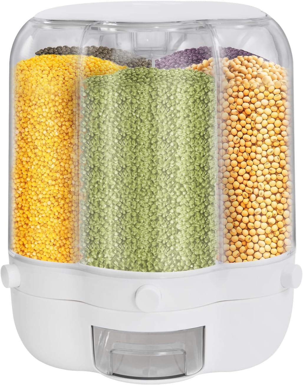 6 Grids Large Rice Food Grain Dispenser, 360° Rotation Rice Container With Six Storage Compartments, Pantry Storage Container For Storing Flour, Nuts, Coffee Beans, Sweets, Cereals