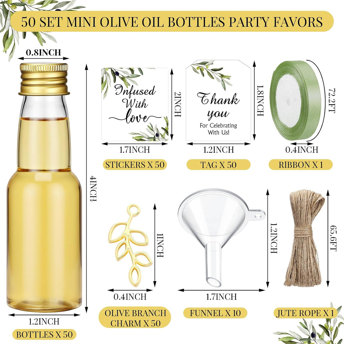 Suclain 50 Set Mini Olive Oil Favor Bottles