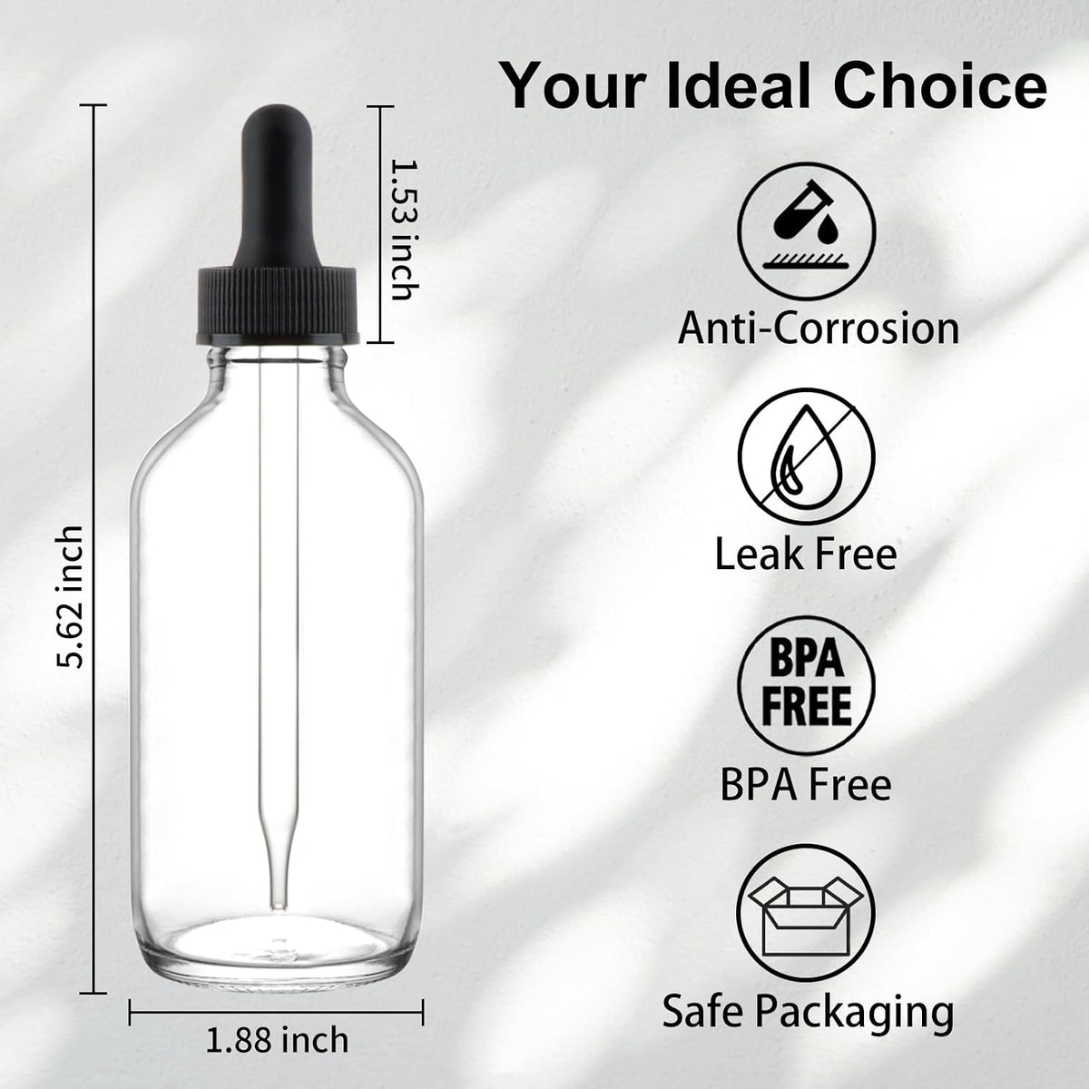 42 Pack 4oz Clear Glass Bottles with Glass Eye Droppers