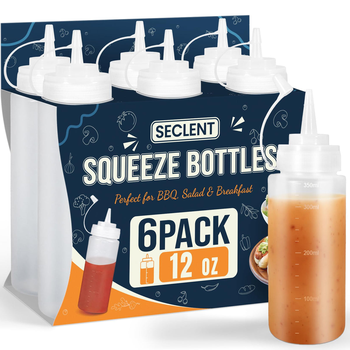 16 oz Condiment Squeeze Bottles, Squeeze Bottles for Sauces, Syrup Bottles