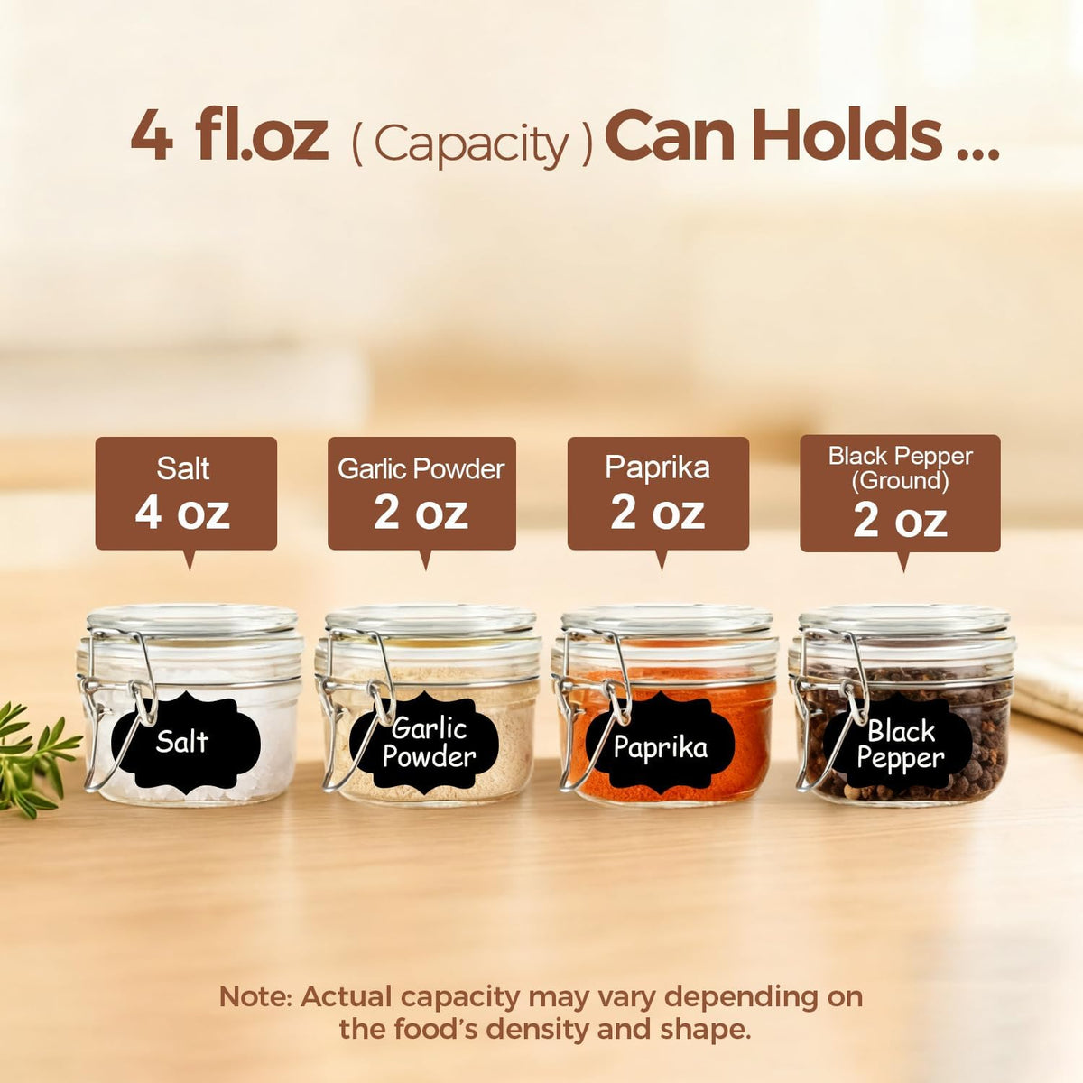 ComSaf Small Glass Spice Jars with Airtight Lids 4 oz 12 Pack Mason Pantry