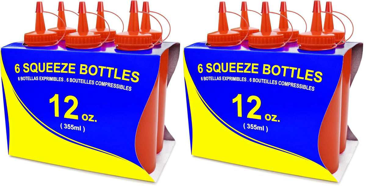 New Star Plastic Squeeze Bottle, 12-Ounce, Set of 6, Clear