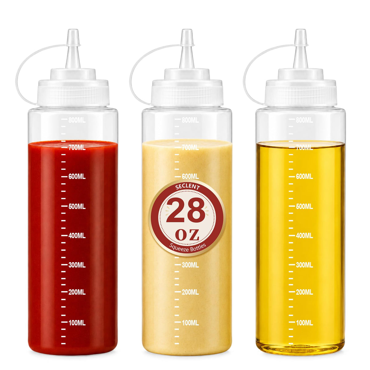 16 oz Condiment Squeeze Bottles, Squeeze Bottles for Sauces, Syrup Bottles