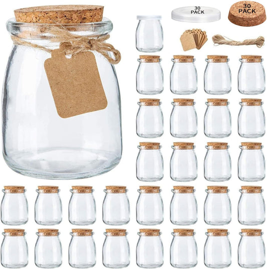 7 oz Glass Jars with Lids,Mini Yogurt Jars 30 Pack, Apothecary Jars
