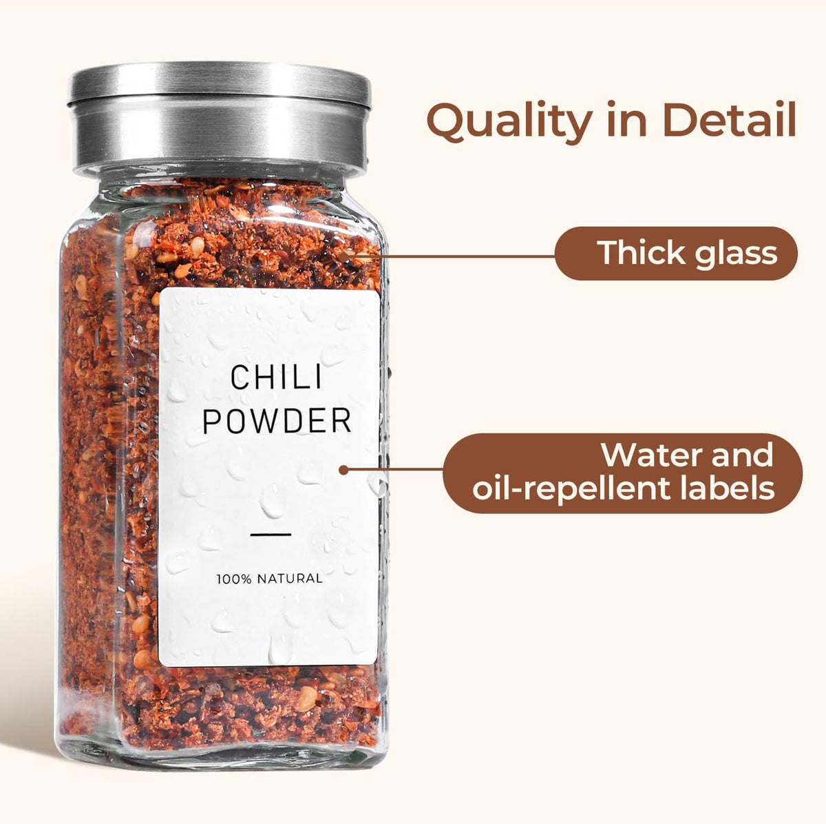 ComSaf Glass Spice Jars with Shaker Lids 4 oz 24 Pack Small Square Bulk Set