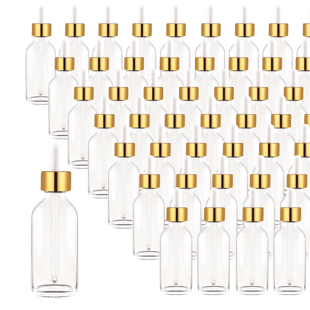 24 Pack 4oz Clear Glass Dropper Bottles, Eye Dropper Bottles with Glass Droppers for Essential Oils, Perfumes(4oz, Gold)