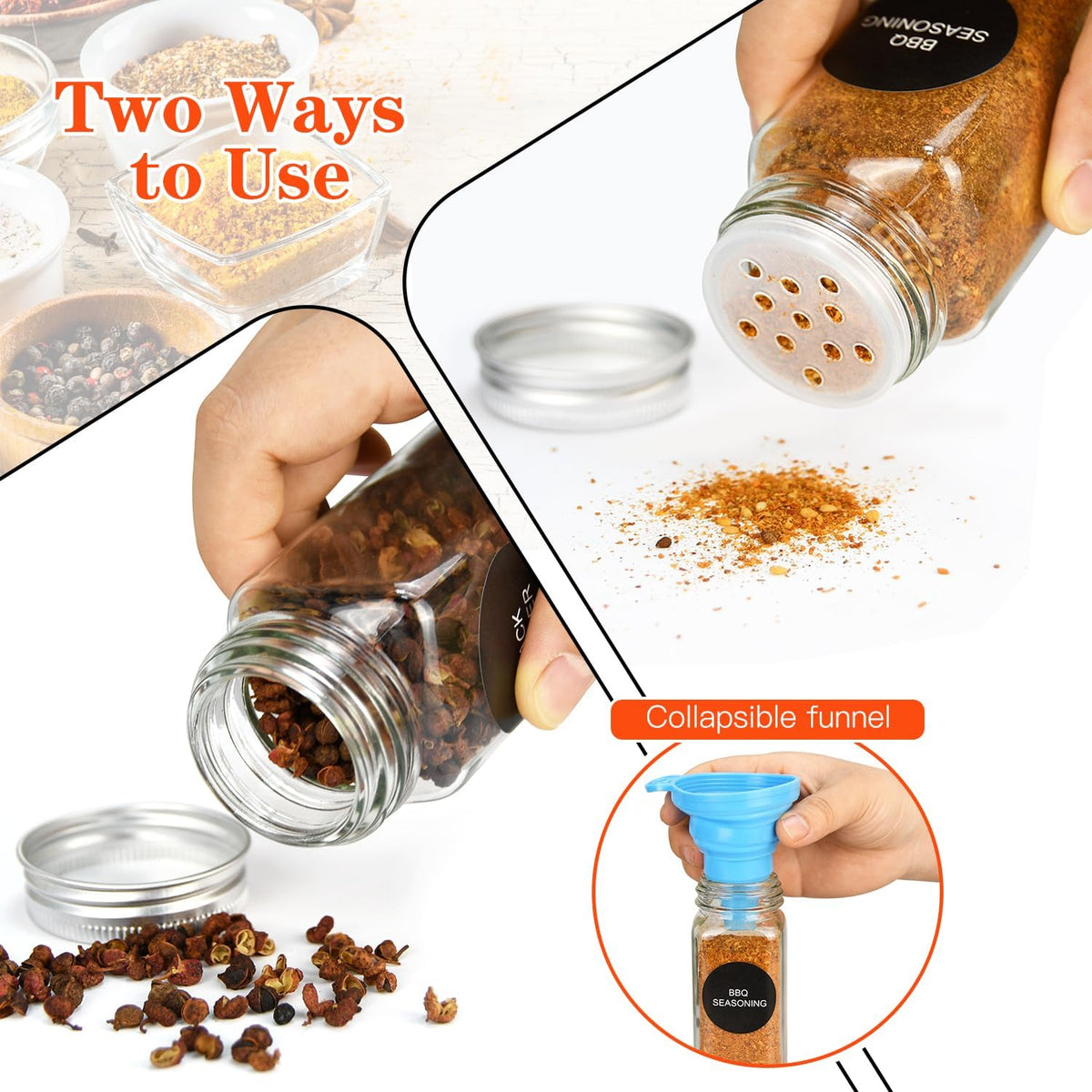 DkOvn 12/24/36 Pack Glass Spice Jars, 4oz Empty Spice Jars