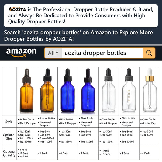 12 Pack, 2 oz Glass Eye Dropper Bottles w/ 3 Stainless Steel Funnels & 1 Long Pipette Dropper & 24 Labels - 60ml Clear Tincture Bottles for Essential Oils, Liquids - Leakproof Travel Essential Bottles