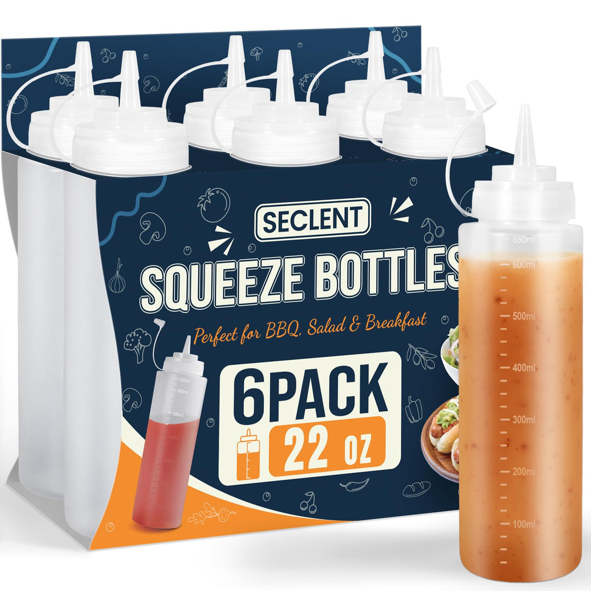 16 oz Condiment Squeeze Bottles, Squeeze Bottles for Sauces, Syrup Bottles
