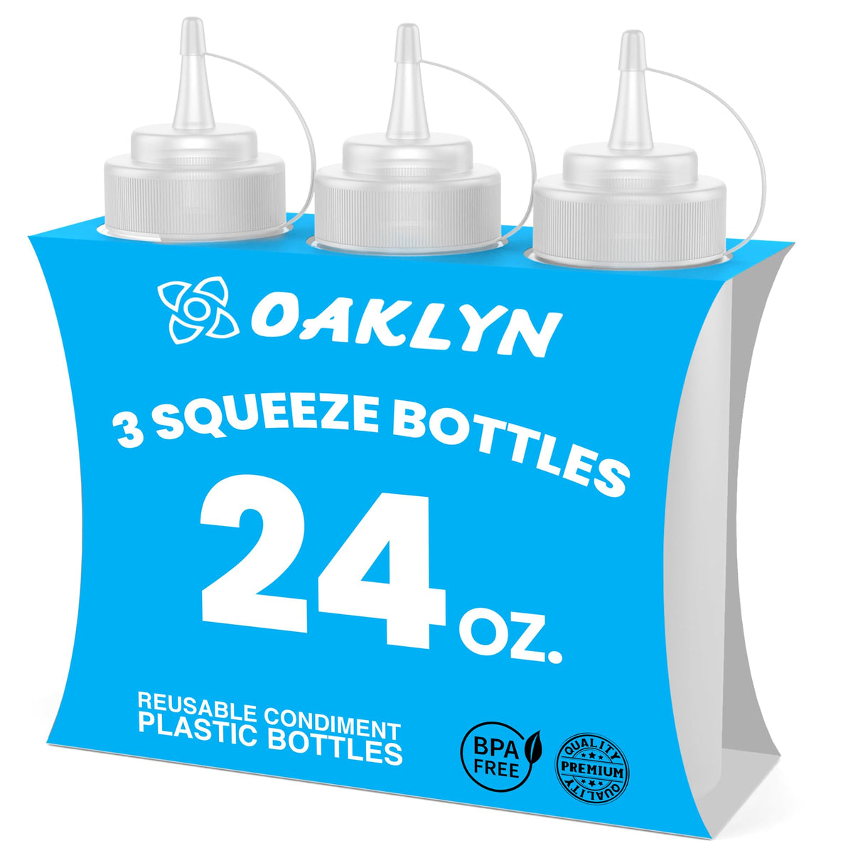 Oaklyn Squirt Bottles, BPA-Free Condiment Squeeze Bottles, 16oz, 6 Pack