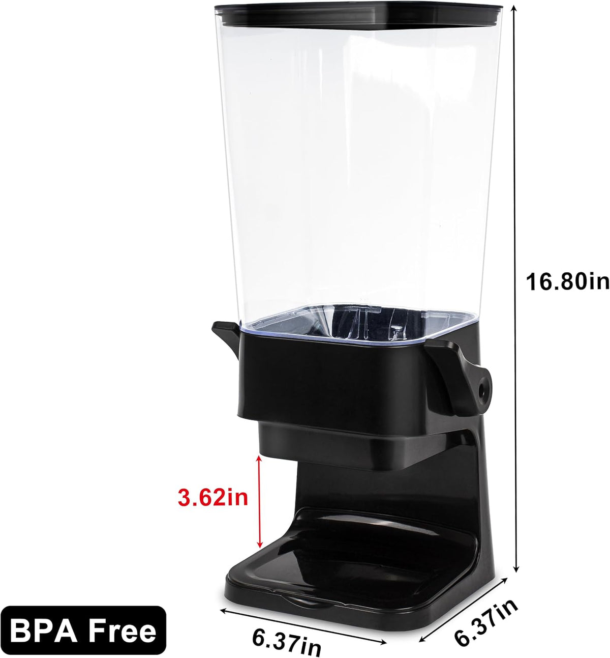 Cereal Dispenser Countertop with Lids, 5L Organization and Storage Containers for Kitchen and pantry, Rice Dispenser for food, Cereal, Beans, Nuts, Snack,Oatmeal, Dog Food, Bird Seed, Black, 3Pc