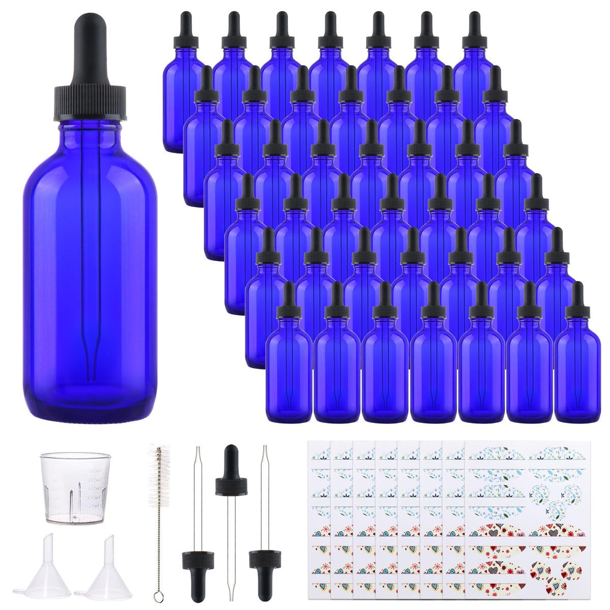 42 Pack 4oz Clear Glass Bottles with Glass Eye Droppers