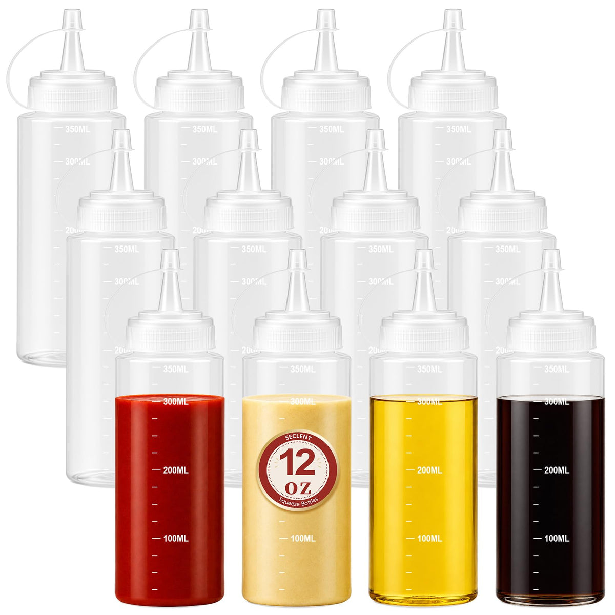 16 oz Condiment Squeeze Bottles, Squeeze Bottles for Sauces, Syrup Bottles