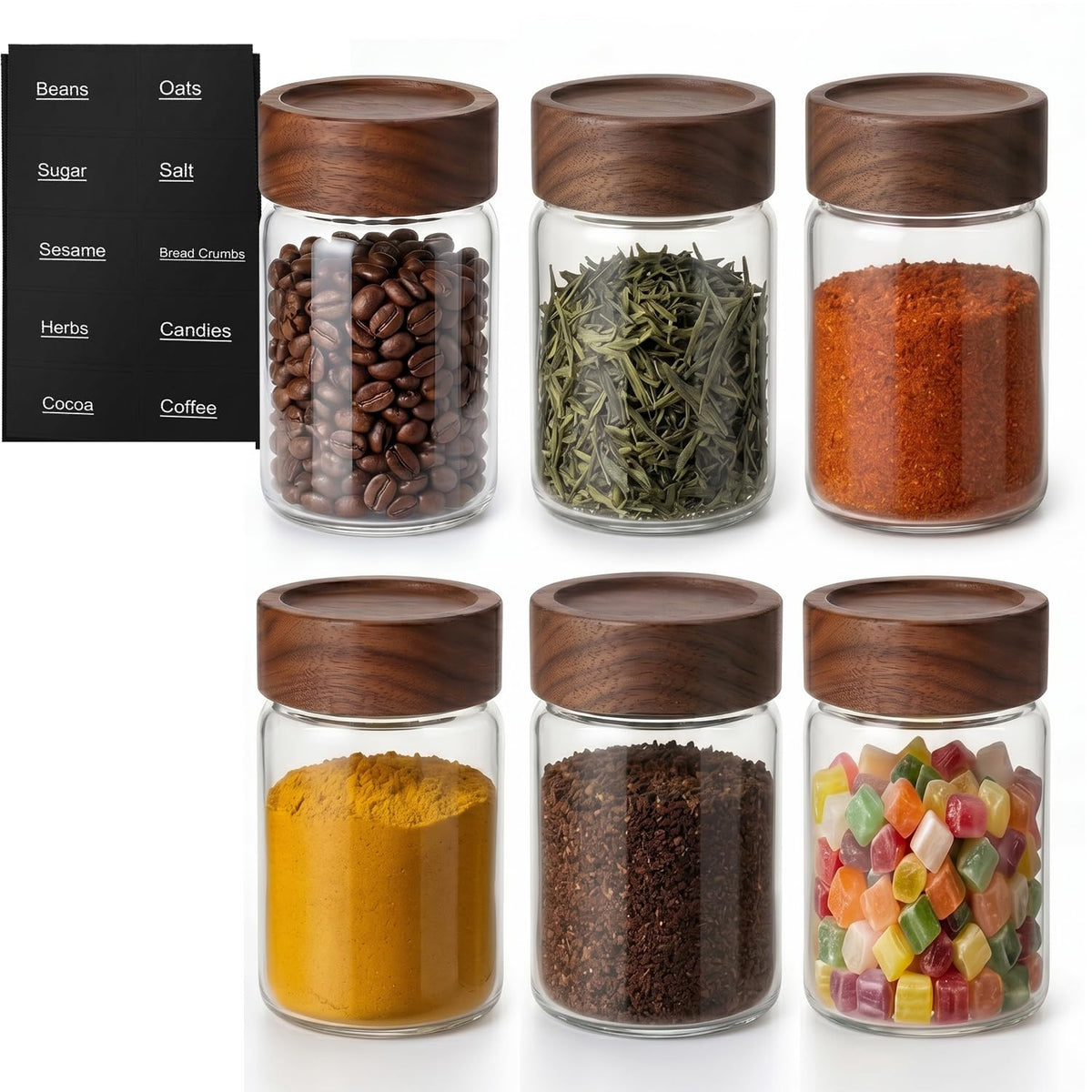 4 Pack 4 oz Glass Jars with Lids, Small Mason Jars with Airtight Acacia Wood Lid, Glass Spice Jars for Kitchen Pantry Organization, 4oz Small Jars for Spices, Nuts, Herbs & Seasoning