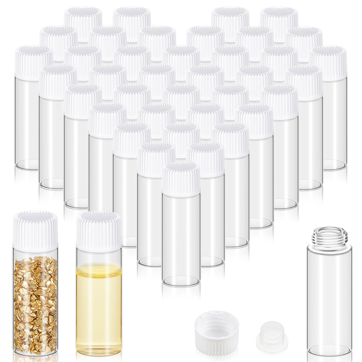 Lallisa 80 Pcs 5 ml Glass Vials with Screw Caps, Leakproof Small Glass Bottles Bulk, Mini Sample Vials with Plastic Stopper for Essential Oils, Sample, DIY Craft (Clear with Black Cap)