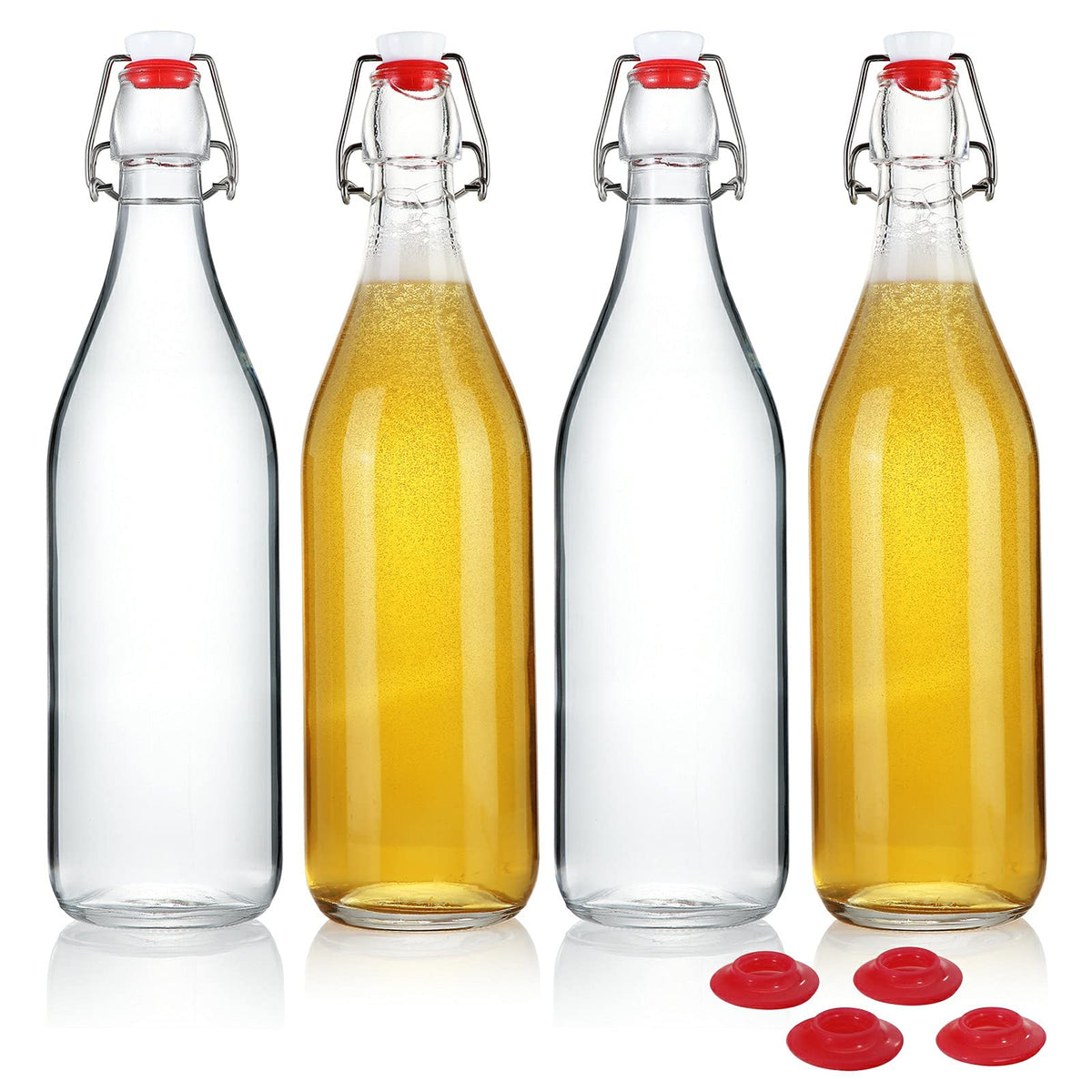 YEBODA 8 oz Clear Swing Top Glass Bottles with Airtight Lids, 9 Pack