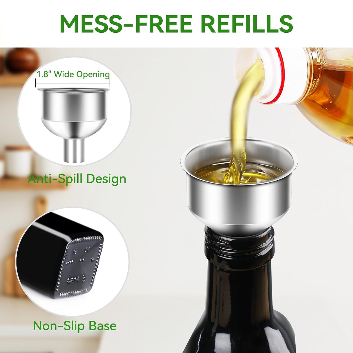 Vakoo Oil and Vinegar Dispenser Set - 17oz/500ml, White and Black