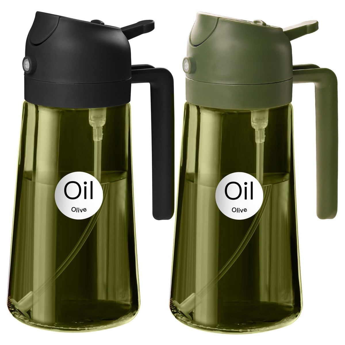 YARRAMATE 16 oz 2-in-1 Dark Glass Olive Oil Sprayer & Dispenser, BlackGreen