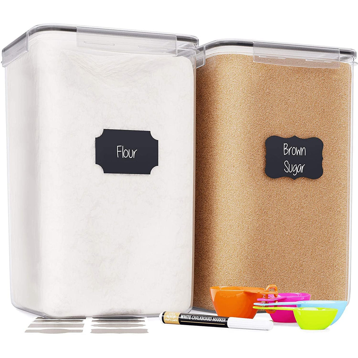 Chef's Path Extra Large Airtight Rice Storage Container with Measuring Cup, Pack of 1, 8 L Capacity, Kitchen and Pantry Canister for Rice, Flour, Sugar, and Baking Supplies